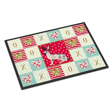 Carolines Treasures 24 x 36 in. English Spot Rabbit Love Indoor or Outdoor Mat CK5388JMAT